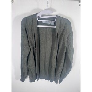 Vintage Oscar de la Renta Textured Knit Cardigan Sweater Men's Medium 90s Green